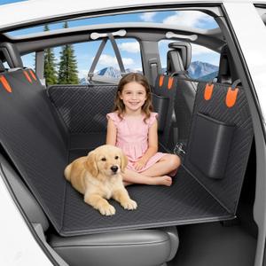Dog Truck Seat Cover for Back Seat,Hard Bottom Dog Hammock for Car, Pet Bed Extender for 2-4 Large Dogs with Waterproof Fabric,Holds 420 lbs Pet Hammock for Crew Cab Truck/SUV(Black,XL Size)