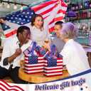 50 Pcs American Flag Gift Bag Bulk 4th of July Patriotic Reusable Tote Bags with Handle Stars and Stripes Print Non Woven Candy Bags for Independence Day Birthday Party Family Holiday Travel