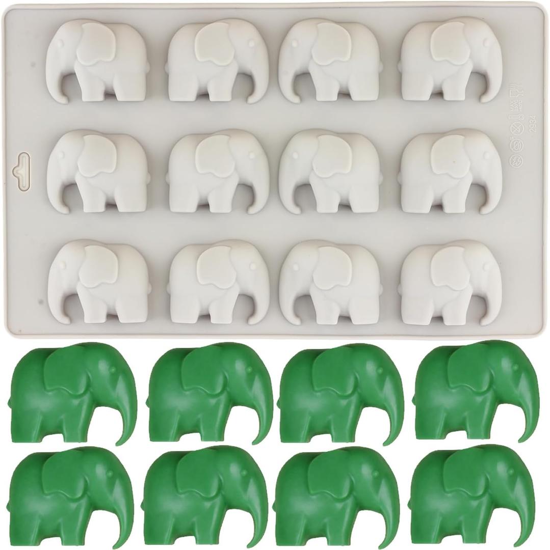 12 Cavities Elephant Silicone Chocolate Molds For Chocolate Cookie Baking