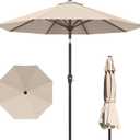 PatioKingdom 10FT Patio Umbrella with Push Button Tilt and Crank, Outdoor Market Umbrella with 8 Fiberglass Ribs, UV Protection Table Umbrella for Pool,Backyard,Garden,Deck
