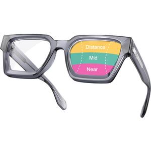 VISOONE Progressive Multifocal Anti-Fog Reading Glasses with Anti-Blue Light and UV Protection Readers Women and Men RIVER (Seed Grey)