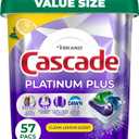 Cascade Platinum Plus Dishwasher Pods, Dishwasher Detergent, Dish Detergent Soap, Lemon, 57 Count