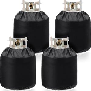 Nuenen 4 Pcs Propane Tank Cover 33 lb Propane Cylinder Cover 12 x 23 Inch Heavy Duty Waterproof Reliable Weather Resistant Rv Gas Cylinder Storage Pocket for Outdoor Grill Accessories Black
