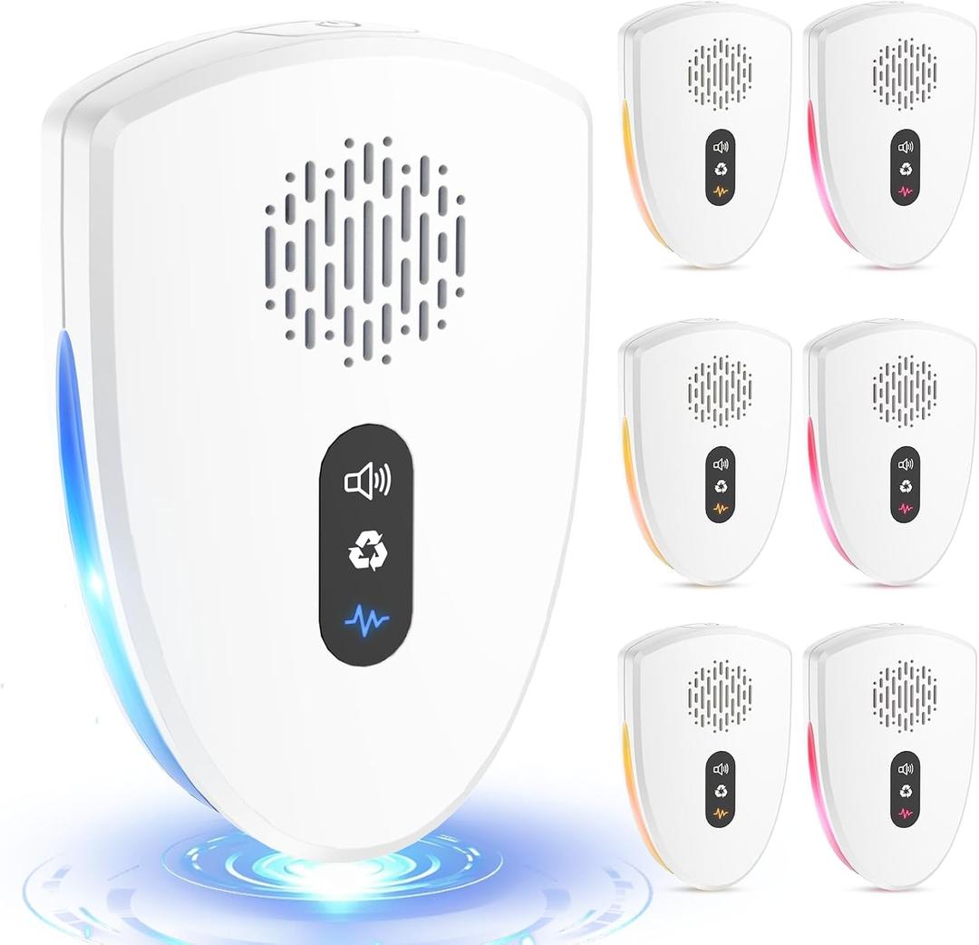 2 x 2026 Upgraded Ultrasonic Pest Control Repeller, Mouse Repellent Indoor for Spider Bug Roach Ant Mosquito Rat Mice Insect Deterrent, Mouse Rodent Repellent Ultrasonic Plug in, 3 Mode Switching, 6 Pack