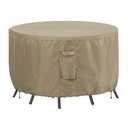 OutdoorLines Outdoor Waterproof Patio Table Furniture Set Covers - Round Couch Sectional Cover Outside Weatherproof Patio Furniture Covering for Deck, Lawn and Backyard 72" Dia x 28" H, Camel