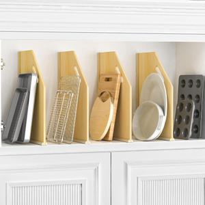 4 Pack Wood Tray Dividers for Cabinet, Cookie Sheet Organizer for Cabinets, No-Cut Kitchen Cabinet Dividers, Cookie Trays for Kitchen, Utility Rooms, Pantry Storage