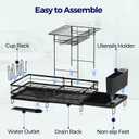 Large Dish Drying Rack, Expandable Dish Rack for Kitchen Counter, Dish Drainer with Drainboard Set, Multifunctional Dishrack with Utensil & Cup Holder, 13.4"-28.7" L x 11.8" W x 9.3" H, Black