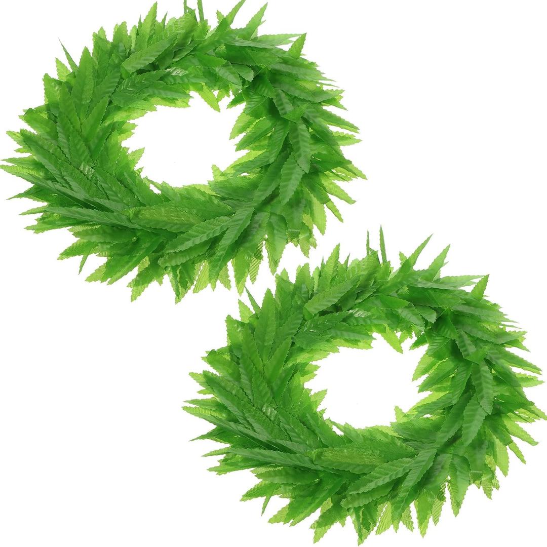 2 Pieces Tropical Fern Leaf Headband Hawaiian Tropical Leis Headband, Fern Leaf Headband Toga Headwear for Girls Women Party Supplies