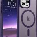 Magnetic for iPhone 15 Pro Case (Compatible with MagSafe) (Military Grade Drop Protection) Translucent Matte Shockproof Phone Case, Dark Purple