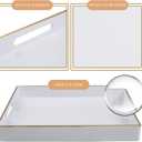 MAONAME 13" Decorative Tray, White Serving Tray with Handles, Coffee Table Trays, Square Plastic Trays for Ottoman, Bathroom, Kitchen