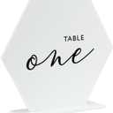 10 Pack White Hexagon Sahpe Acrylic Blank Sign with Stand | 5.5 Inch Blank White Acrylic Table Signs and Base for DIY Wedding Table Numbers, Wedding Signage, Events& Parties