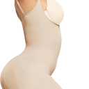 SHAPERX Open Bust Shapewear Tummy Control Bodysuits for Women Seamless Compression High Waisted Body Shaper (Beige, XXL/XXXL)