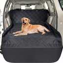 F-color SUV Cargo Liner for Dogs - Waterproof Pet Cargo Liner, Comfort Dog Cargo Cover with Bumper Flap Protector, Scrachproof Non-Slip Universal Fit SUVs Sedans Trunks Vans, Black (Standard: 55" x 81")