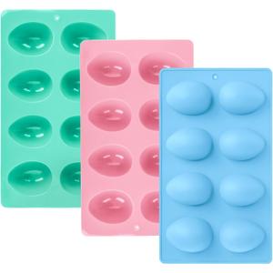 4 x 3Pcs 8-Cavity Easter Silicone Egg Molds, Egg Shaped Cake Pop Mold, Baking Supplies for Making Chocolate Jello Candy Dessert Muffin Mousse Pastry