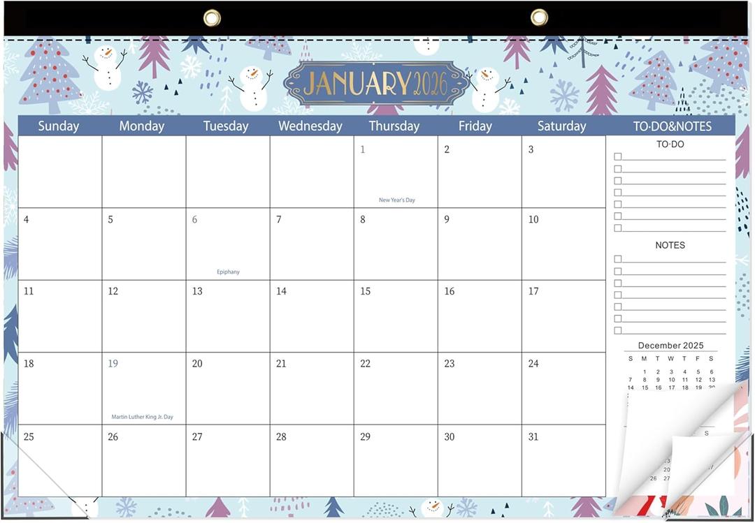 2 x GuassLee Desk Calendar 2026-2027, Desk Top Calendar from Jan. 2026 to Jun. 2027, 17" x 11.5" Large School Year Desk Wall Calendar with To-Do List and Notes for Office School Home Teacher Planning (Blue)