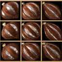 DN DECONATION Brown Glass Christmas Ornaments, Flocked Velvet Hanging Ornament Ball with Assorted Sizes & Designs, Vintage Xmas Tree Home Party Decor (9PCS) (Set of 9)