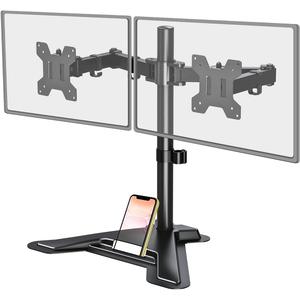 MOUNT PRO Dual Monitor Stand, Free-Standing Full Motion Monitor Desk Mount Fits 2 Screens up to 27 inches,17.6lbs with Height Adjustable, Swivel, Tilt, Rotation, VESA 75x75 100x100, Black (Black)