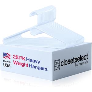 Ultra Heavy Duty Plastic Hangers, Made in USA, White Heavy Weight Hanger, 30 Pack