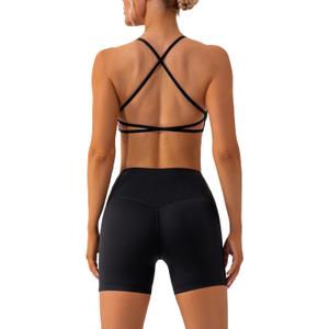 ABOCIW Workout Sets for Women 2 Piece Twist Front Halter Sports Bras High Waist Biker Shorts Exercise Gym Yoga Outfit (Small)