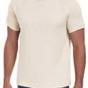 NITAGUT Mens Casual Waffle T-Shirts Short Sleeve Crewneck Solid Summer White, 