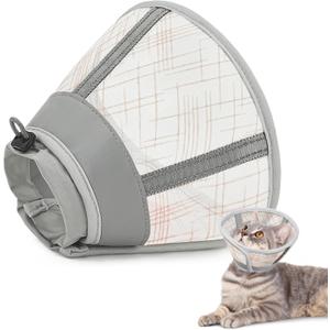 Supet Cat Cone Collar Soft, Air Mesh Recovery Collar to Stop Licking, Breathable Neck Cone Alternative for Small Kitten, Lightweight Cat Head Cone Anti Scratch (S) (Orange)