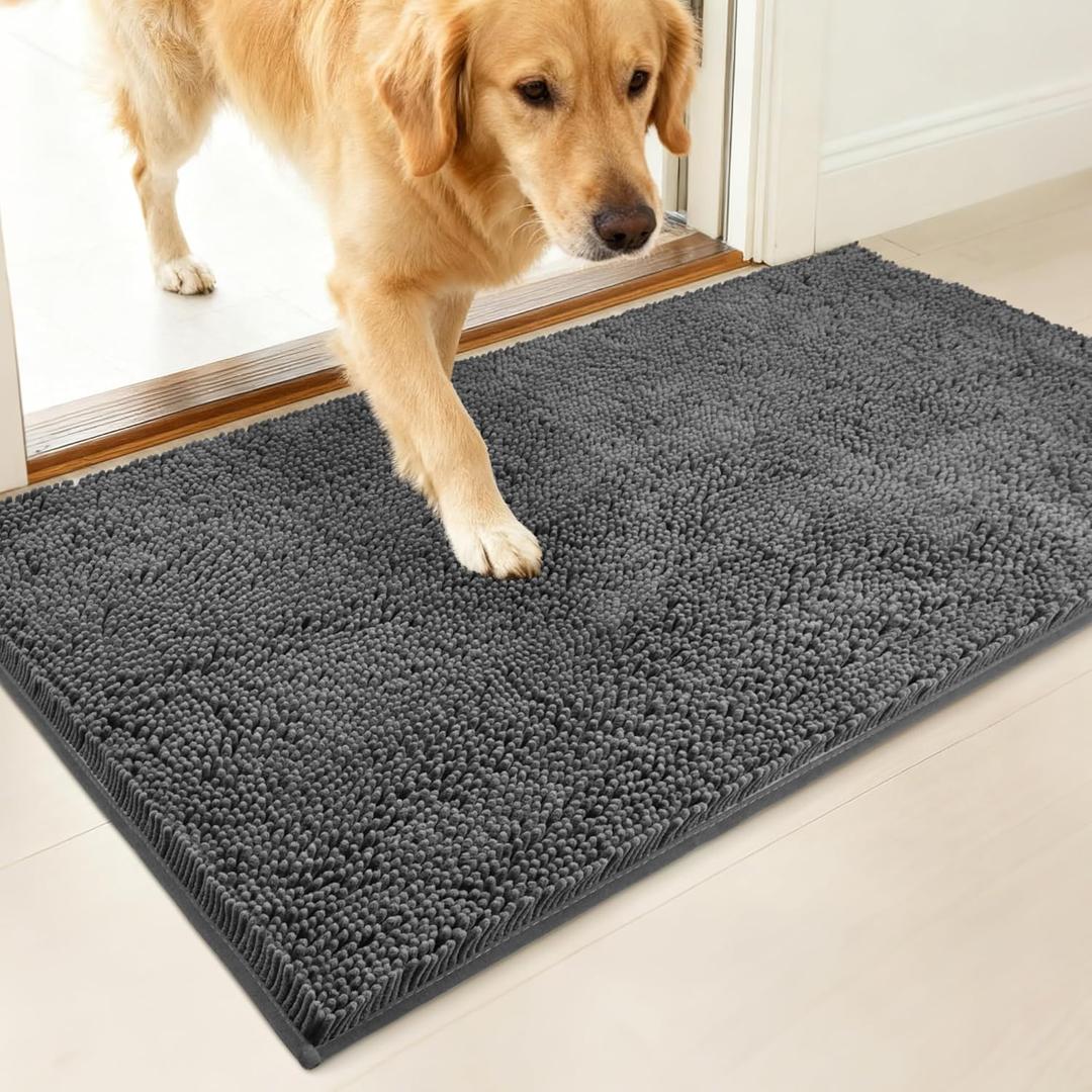 Dog Door Mat Indoor Entrance, 60" x 24" Absorbent & Quick-Drying Mud Rugs, Non-Slip Door Rugs for Entryway Indoor Washable, Soft Chenille Dog Mat for Muddy Paws