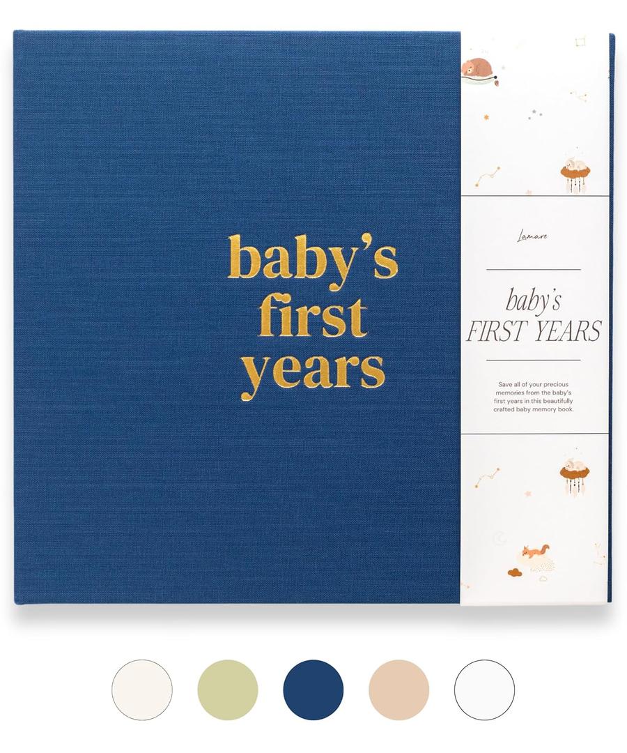 Lamare Baby First Year Book  Baby Memory Book for Girls & Boys - Baby Milestone Book from Pregnancy to Childhood  Cute Baby Book Keepsake Gift (Navy)