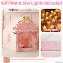 Kids Tent for Grils Indoor: with Mat, Star Lights - Pink Play Tents for Kids Indoor Playhouse - Princess Tent for Playroom Gift for Girls Birthday (Pink W/Cloth)