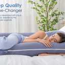 QUEEN ROSE Pregnancy Pillow, U Shaped Full Body Pillows for Sleeping Support, 55 Inch Maternity Pillow for Pregnant Women with Cooling Silky Cover, Blue
