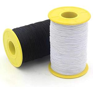 2 PCS 0.5mm Elastic Sewing Thread for Sewing Machine, 1100 Yards Black and White Elastic Thread for Smocking, Shirring, Gathering, Stretchy Strings for Bracelets