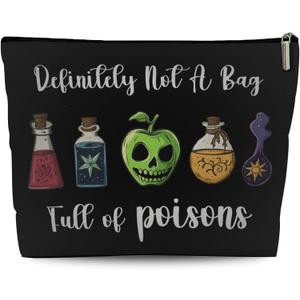 Definitely Not A Bag Full of Poisons Makeup Bag, Witchy Gifts for Women, Villains Inspired Cosmetic Bag with Zipper