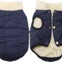 JoyDaog Warmth Dog Jacket for Dogs, Winter Puppy Coat, Blue M | Soft Fleece Lined Dog Vest for Cold Weather, Waterproof Snowsuit Fit Snow Play, Leash Hole for Daily Walk, Short Hair Breeds, Medium