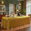 Gold Satin Tablecloths Rectangle 6FT, Glitter Spandex Fitted Stretch Table Covers Wrinkle-Free Floor Length Shimmer Table Skirt for Weddings Parties Baby Shower Banquets Vendor Events