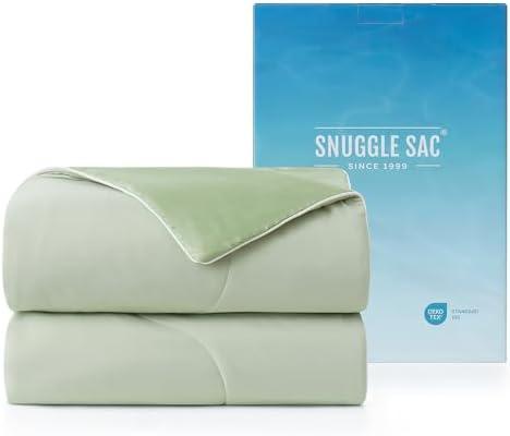 Snuggle Sac Natural Viscose Cooling Comforter Twin/Queen/King Size, Breathable Silky Cooling Bedding with Q-Max>0.45 for Bedroom, Hot Sleepers & Night Sweats (Sage Green, Full/Queen (90"x90"))