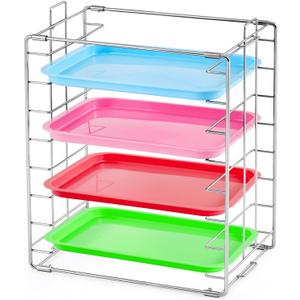Moxweyeni Instrument Tray Rack Dental Instruments Organizer Chrome Tray Rack for Size B Trays and Lids, Holds 8 Trays