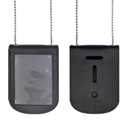 Police Badge Holder Made of Cowhide Universal Black with Leather Belt Buckle Hook Buckle and Stainless Steel Bead Chain Law Enforcement Officer Gifts Rectangular