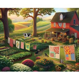 Springbok Country Farm Life 1000 Piece Jigsaw Puzzle for Adults - Enjoy a Trip to The Farm with This Idealic Image by Artist Carie Musick of Springbok Studios