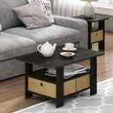 Furinno Coffee Table with Bins, Espresso/Brown, Small Non-Lift Top
