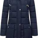 MOERDENG Women's Waterproof Long Winter Coat Thickened Down Alternative Jacket Warm Puffer Jacket Parka (Black)