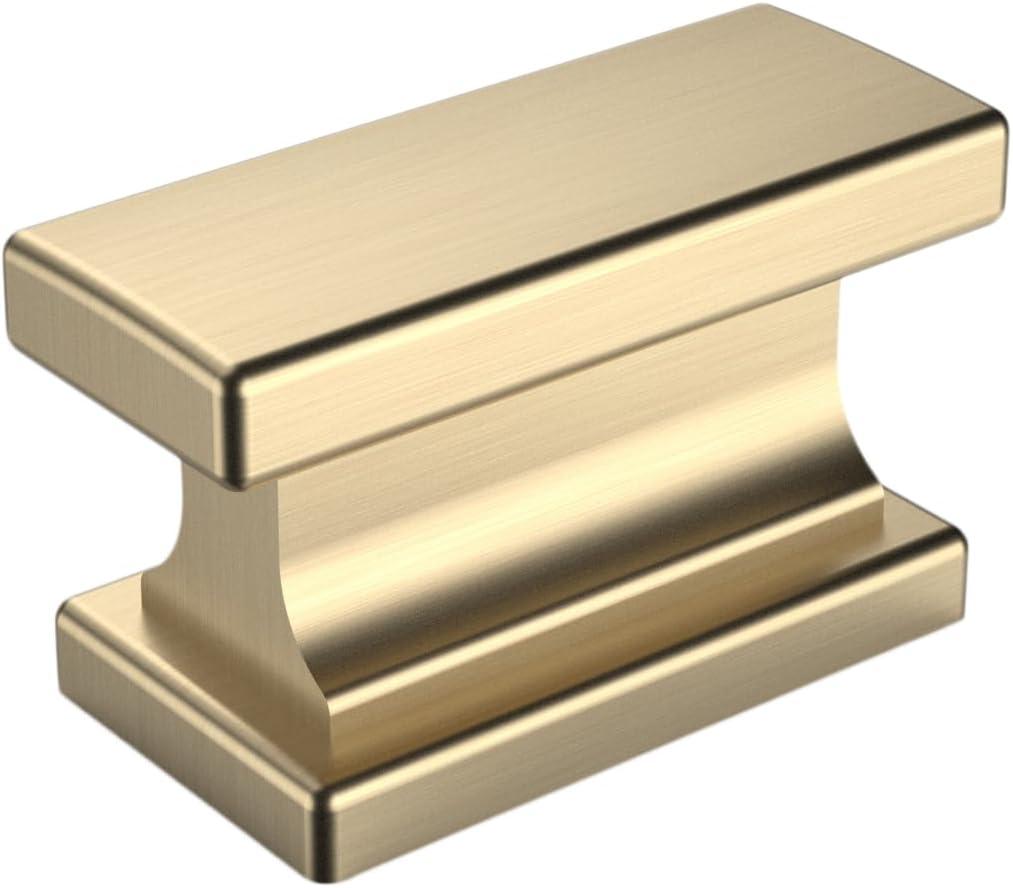 Amerdeco 10 Pack Gold Cabinet Knobs 1.46 Inch(37mm) Single Hole Cabinet Handles Rectangle Dresser Knobs Brushed Brass Drawer Knobs and Pulls for Bathroom Cabinets