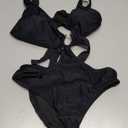 Favnac Women's Deep V Neck One Piece Swimsuit O-Ring Swimwear Sexy Cut Out Bathing Suit Size S