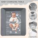 Baby Changing Table, Portable Folding Diaper Changing Station with Wheels, Adjustable Height Nursery Organizer with Safety Belt & Storage Basket & Hanging Rack for Newborn Baby and Infant (Gray)