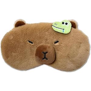 PERFECTSIGHT Cute Plush Eye Mask, Lightweight Adjustable Eyeshade, Faux Fur Cover for Women Men Sleep Travel Nap (Capybara)