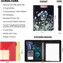 Ospelelf Leather Clipboard with Storage, Zippered Padfolio Portfolio Organizer, 3 Ring Binder 1 Inch, Notepad, Tablet Sleeve, 5 Dividers with Pocket for Office,Students, Teachers Night Flowers