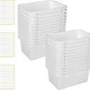 Outus 24 Pack Book Bins for Classroom Plastic Cubby Storage Bins Colored Kids Toy Organizer Container with 120 Pcs Self Adhesive Label for Student Teacher Library School Office Home(White)