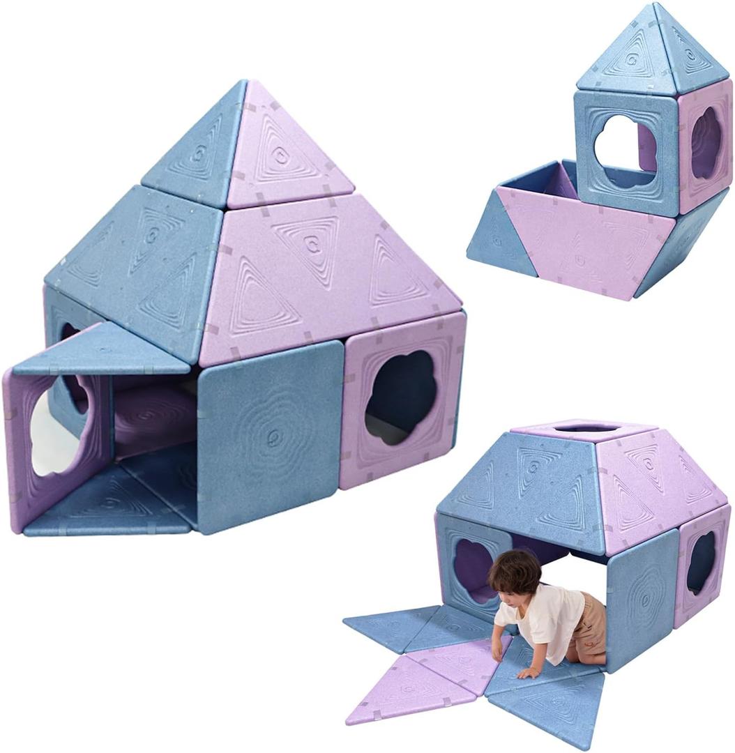 Asweets 18-Piece Magnetic Fort Building Kit, Lightweight Panels with Built-in Magnets, Giant Modular Playhouse Panels for 3+ Kids, 18-pcs Various Shapes