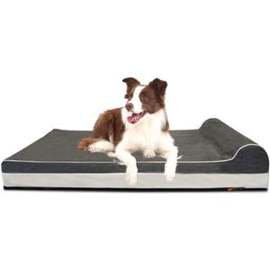 Laifug Orthopedic Memory Foam Extra Large Dog Bed with Pillow and Durable Water Proof Liner & Removable Washable Cover & Smart Design (Large (46"x28"x8"), Grey) (46.0"L x 28.0"W x 8.0"Th, Slate Grey)