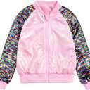 ZYBOUTIC Girls Sequin Jackets Kids Sparkle Jacket Zip Up Outwear Toddler Boys Glitter Sleeve Shiny Metallic Coat Birthday Cloth Christmas Rainbow Pink02 8 Years