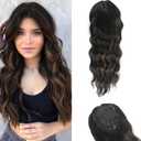 onemily Hair Toppers for Women 20 Inch Long Curly Hair Topper with Highlights Clip In Hair Topper Add Hair Volume Synthetic Wiglets Hair Pieces For WomenBlack