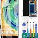 TFT for Samsung S10 Plus LCD for Samsung Galaxy S10 Plus SM-G975U Screen Replacement for Samsung Galaxy S10 Plus LCD Digitizer Touch Screen Replacement with Frame (Not Fingerprint Function)